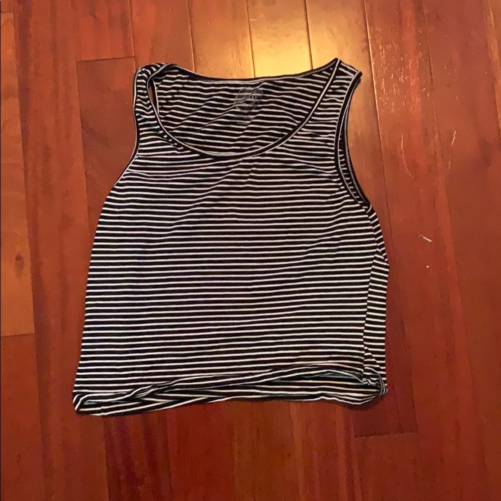 Girls short sleeve black and white striped tank